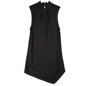 SABA Womens Black Viscose Sleeveless Asymmetrical Tie Neck Mini‎ Dress XS